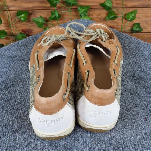 Sperry Firefish Women Casual Boat Shoe Size 9.5 Walking Tan Leather Mesh - Picture 4 of 6